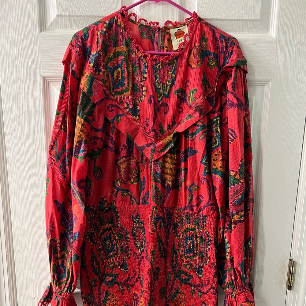 Farm Rio Red Sunset Tapestry Mini Dress size Large New no tags